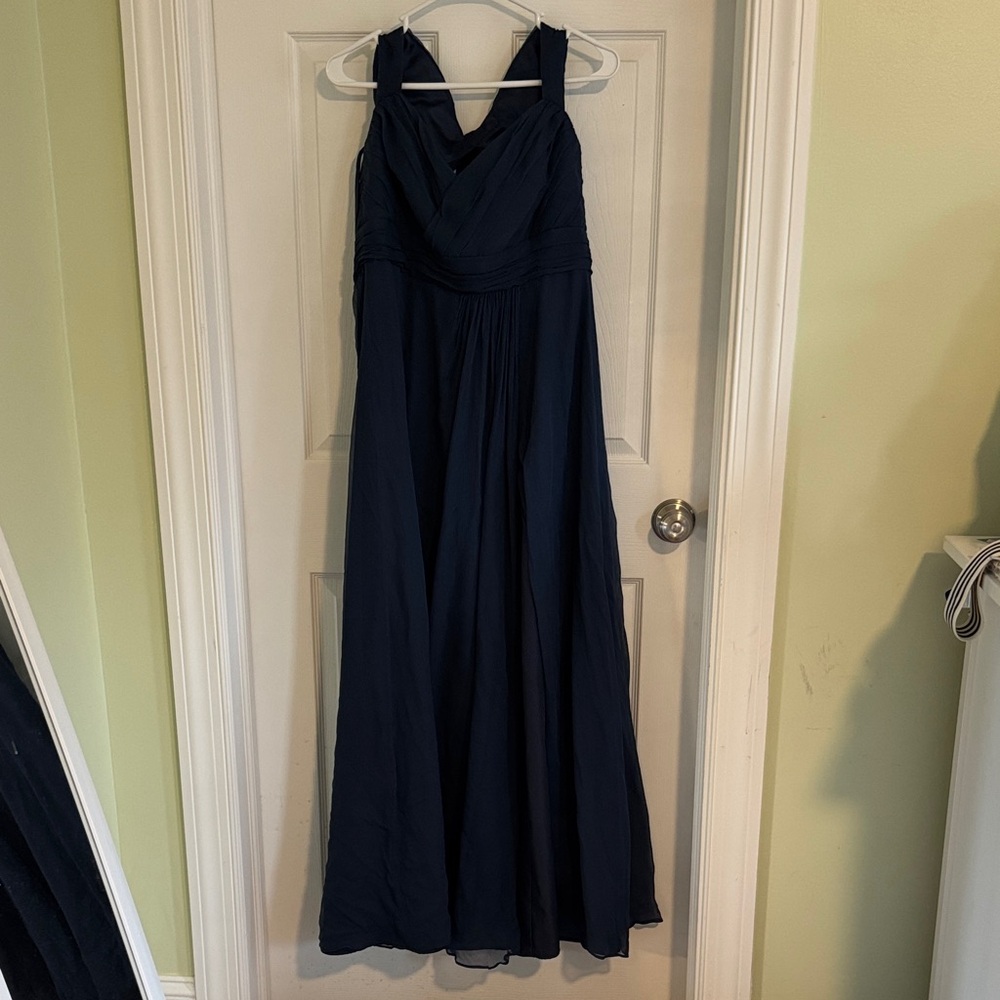 Amsale Navy Blue Silk Bridesmaid Dress